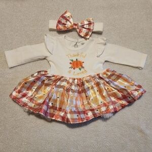 Baby Starters Newborn Thanksgiving Dress + Bow